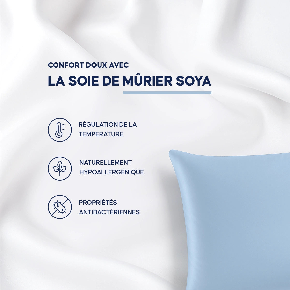 Housse d’Oreiller en Soie Naturelle Soya